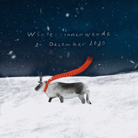 Winter Solstice Snow Deer GIF