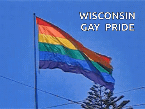 Wisconsin Gay Pride Poster With Rainbow Flag