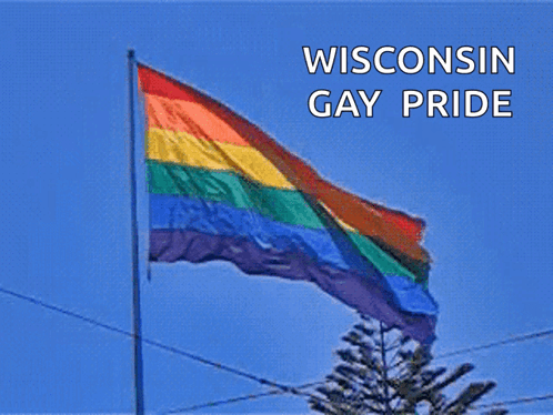 Wisconsin Gay Pride Poster With Rainbow Flag