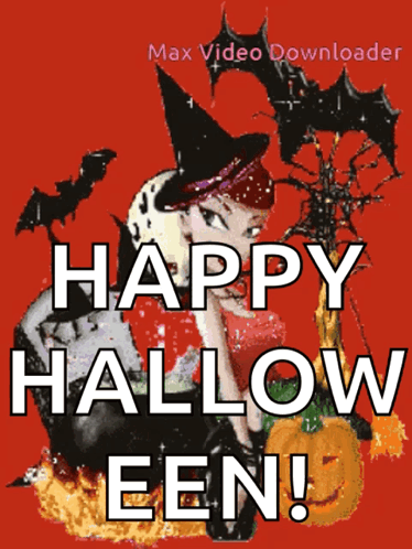 Witch and Pumpkin Saying Happy Halloween