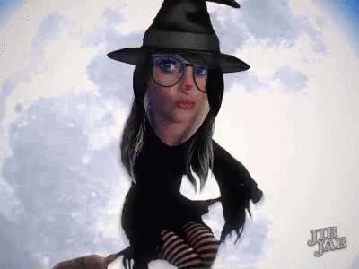 Witch Flying on Broom Jule Jab