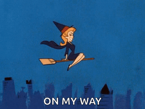 Witch Flying on Broom On My Way
