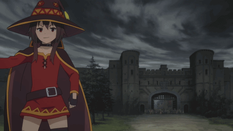 Witch Girl Holding Wand by Castle