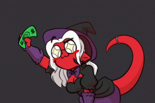 Witch Holding Green Dollar Bill