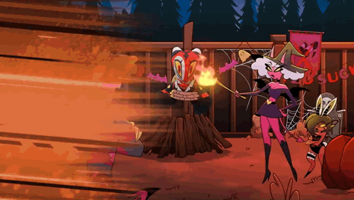Witch Holding Torch In Front Of Suck Sign GIF