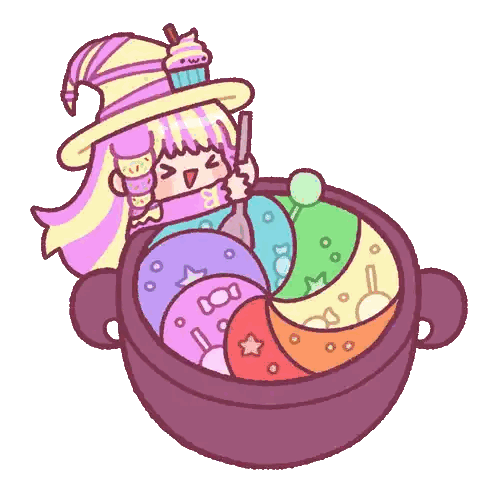 Witch in Cauldron with Candy