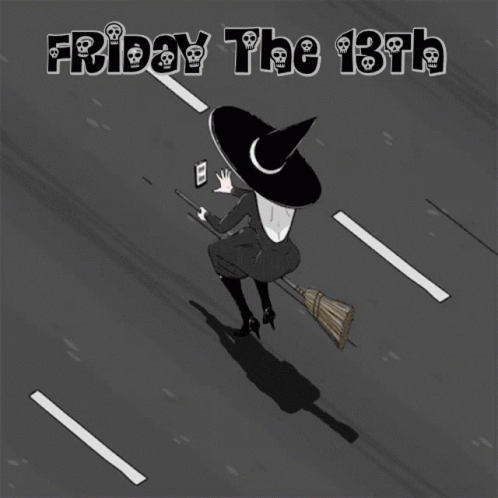Witch on Broom Friday the 13th