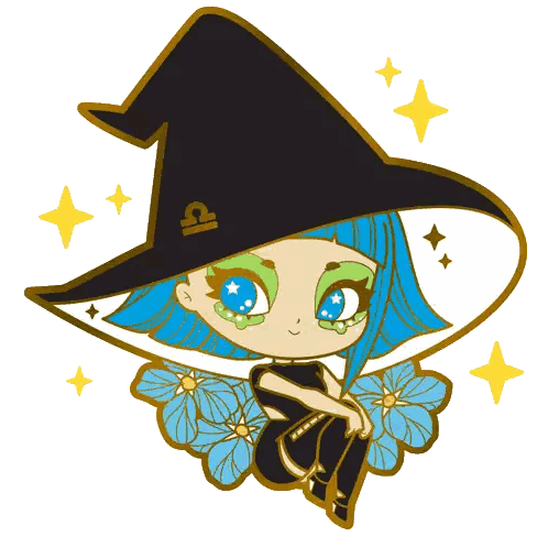 Witch with Blue Hair and Libra Hat