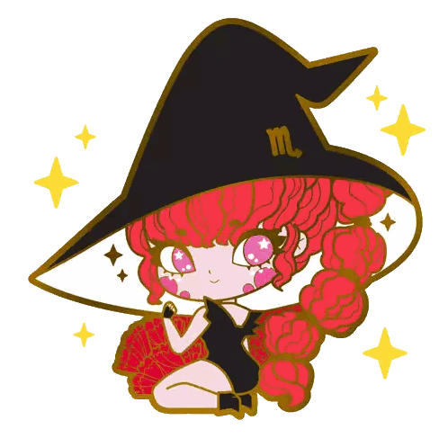 Witch with Red Hair and M Hat