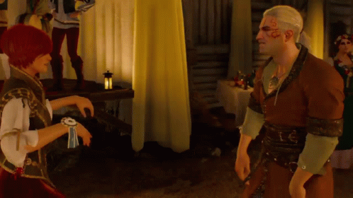 Animated Witcher Dancing Geralt And Cirri GIF