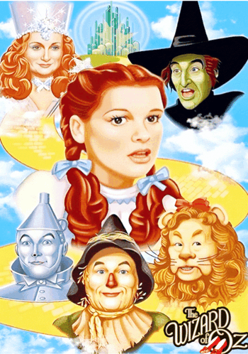 Wizard of Oz Poster with Scarecrow Lion and Wizard