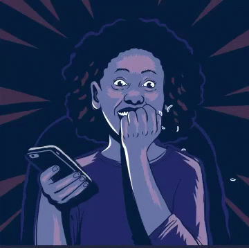 Girl Nail Biting Holding Phone GIF