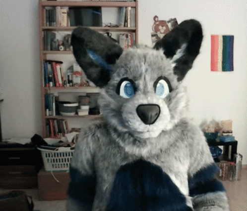 Wolf Costume Salute Meme GIF