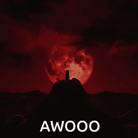 Wolf Howling at Full Moon Saying Awooo