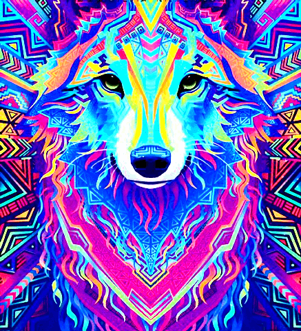 Wolf Psychedelic Art GIF