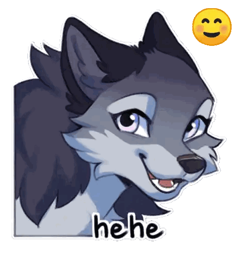 Wolf Smiley Sticker Saying He He