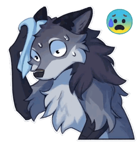 Wolf Wiping Forehead with Towel