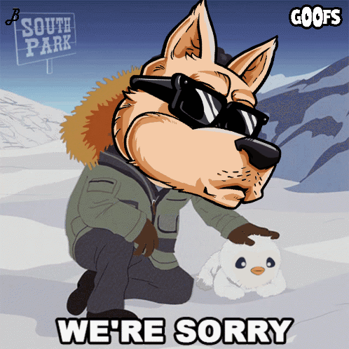 Wolf with Sunglasses and South Park Sign