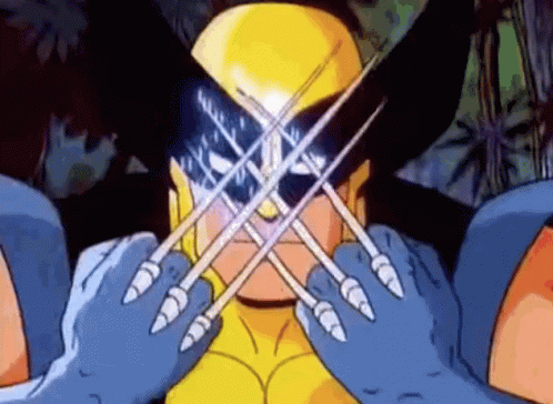 Wolverine Is Covering His Eyes With His Claws . GIF