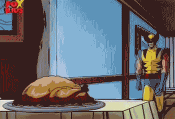 Wolverine Slicing Turkey Thanksgiving Meme GIF