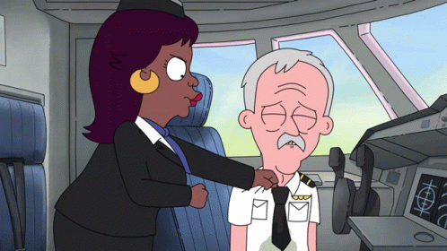 Woman Adjusting Man's Tie In Airplane GIF