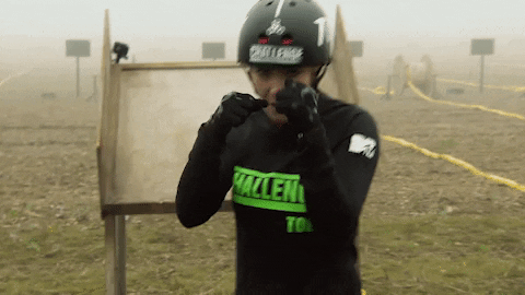Woman Air Punching For The Challenge GIF