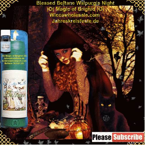 Woman And Black Cat For Beltane Waispurgis Night GIF