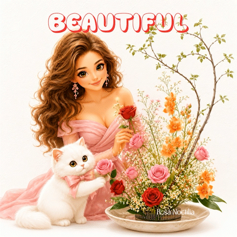 Woman and Cat Saying Beautiful