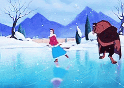 Woman And Horse Ice Skating On Lake GIF