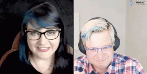 Woman and Man Wearing Headphones