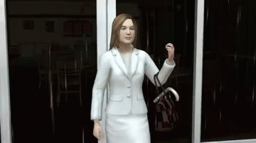 Woman Animation Taking Broken Umbrella GIF