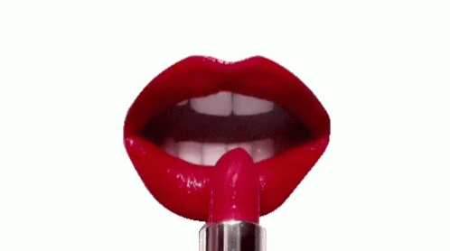 Woman Applying Red Lipstick With Tongue GIF