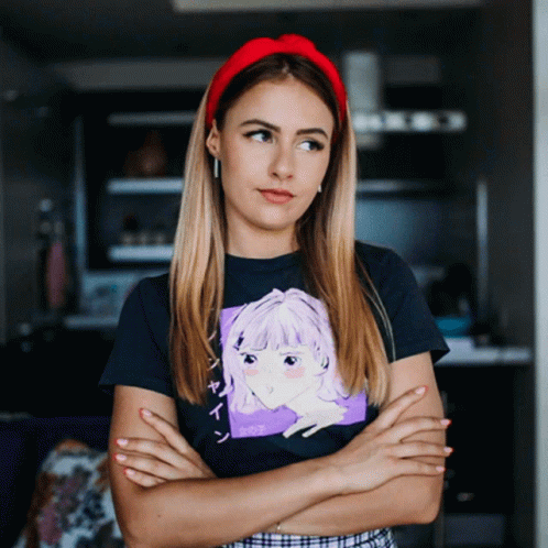 Woman Arms Crossed Black Shirt Girl