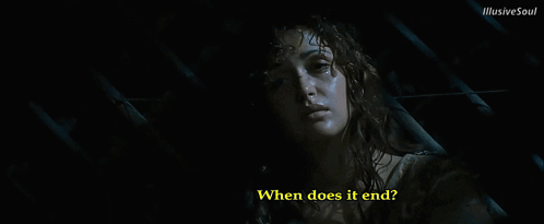 Woman Asking When Does It End Dark Room GIF