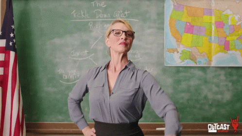 Woman at Blackboard Tickle Down Effect