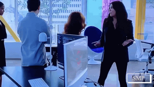 Woman At Computer With SMP GIF