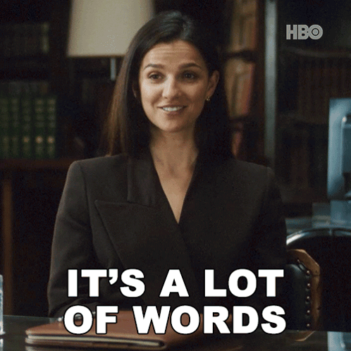 Woman at Desk Saying It's a Lot of Words
