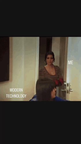 Woman At Door With Modern Technology GIF