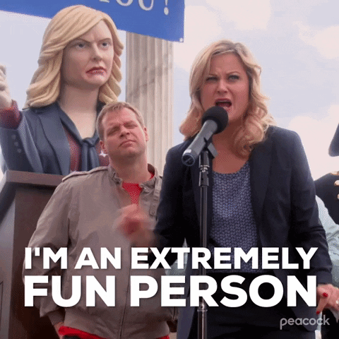 Woman at Microphone I'm an Extremely Fun Person