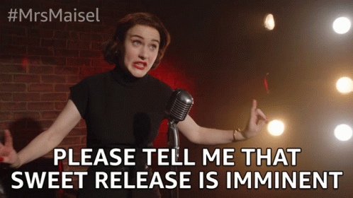 Woman At Microphone Pleading Sweet Release Is Imminent GIF