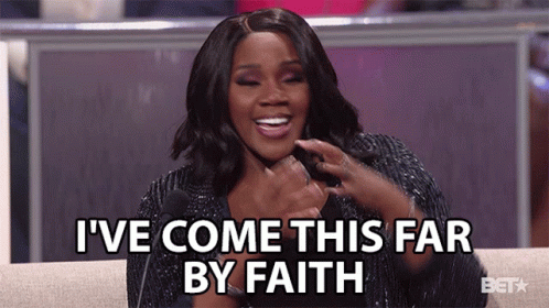 Woman At Microphone Saying I've Come This Far By Faith GIF
