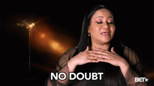 Woman At Microphone Saying No Doubt GIF