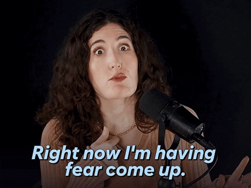 Woman at Microphone Saying Right Now I'm Having Fear