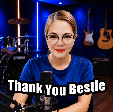 Woman at Microphone Thank You Bestie