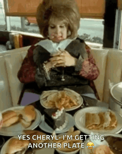 Woman at Table Saying Getting Another Plate