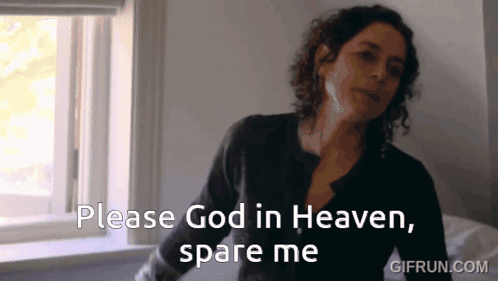 Woman at Window Saying Please God in Heaven Spare Me
