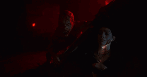 Woman Attacked By Monster In Dark GIF