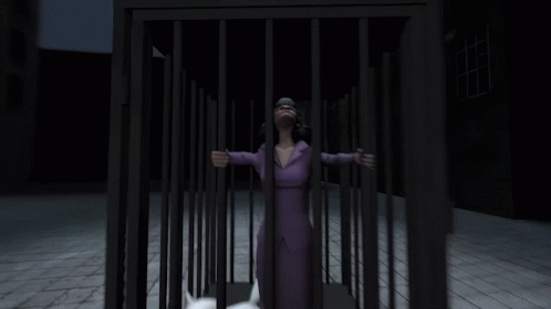 Woman Behind Bars Saying Nooo