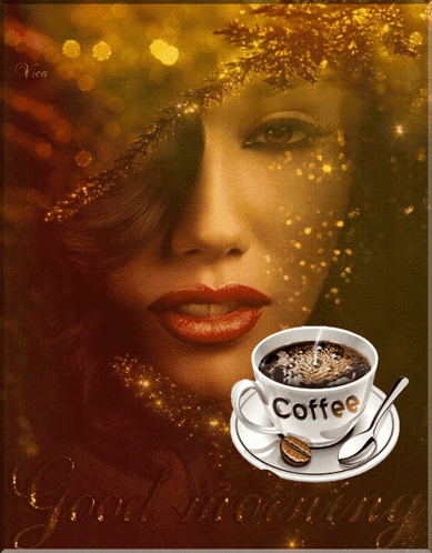 Woman Behind Coffee Cup Saying Coffee
