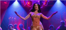 Woman Belly Dance With Backup Men GIF